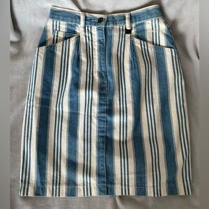Vintage Striped Blue and White Denim Skirt